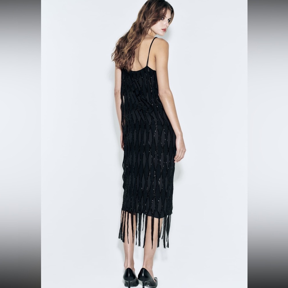 Zara fringed rhinestones cut out Zara Woman collection dress - Picture 3 of 14